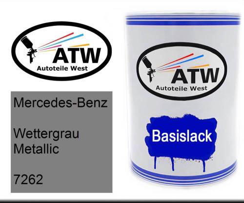 Mercedes-Benz, Wettergrau Metallic, 7262: 500ml Lackdose, von ATW Autoteile West.